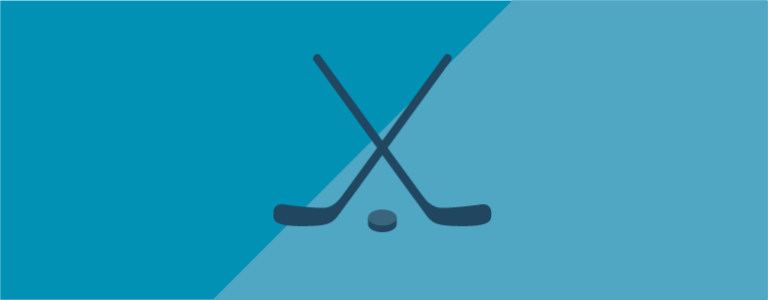 Crossed Hockey Sticks and Puck Illustration.