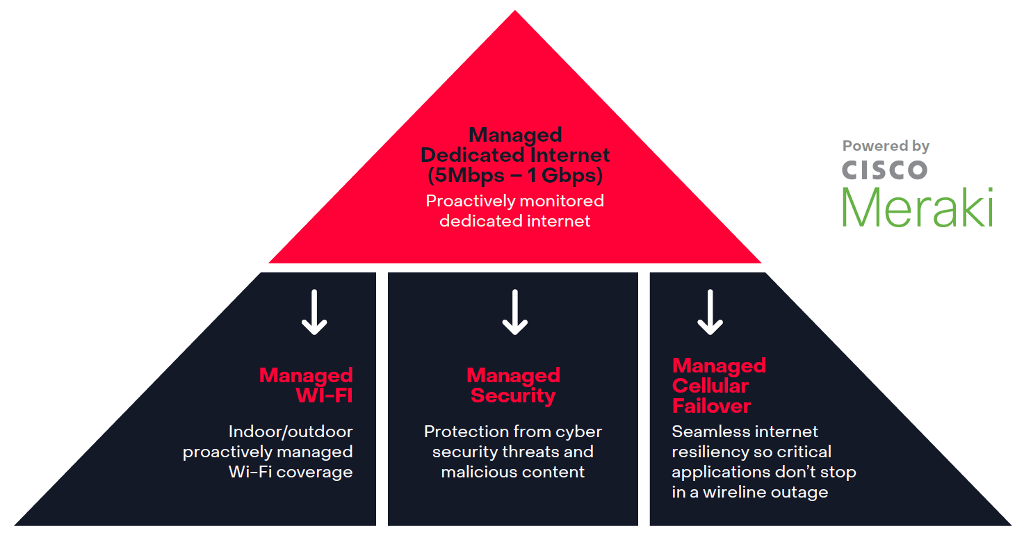 managed network services pyramid infographic