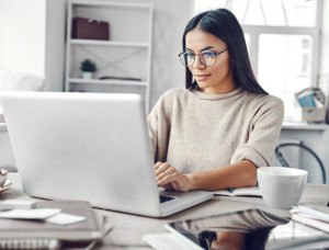 woman working on laptop