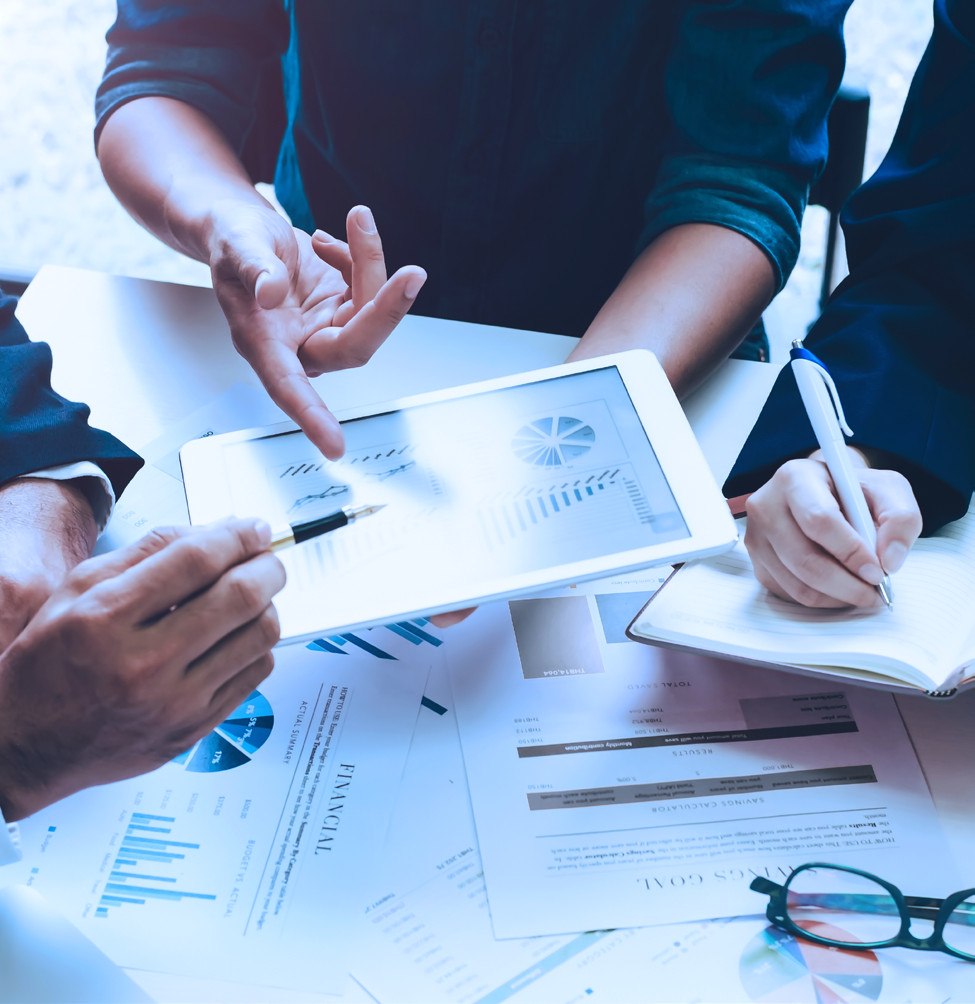 collaborating around a tablet