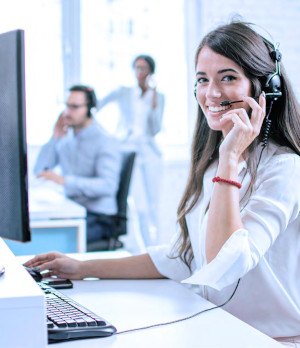 woman working in call center